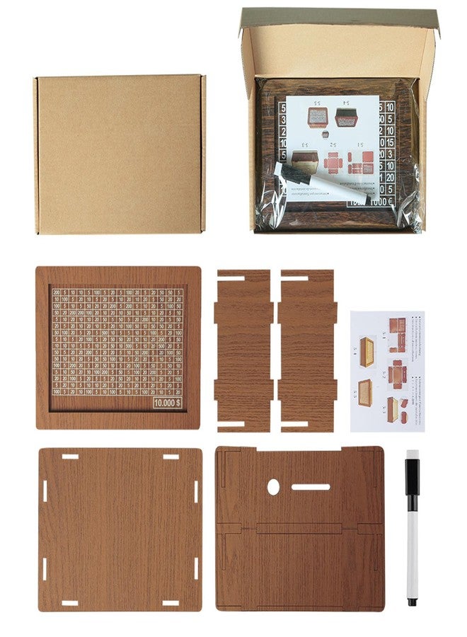 واي بي حصالة نقود خشبية لتحدي الادخار بقيمة 10 آلاف - صندوق ادخار رقمي للعملات المعدنية مع أرقام - Image 4